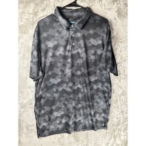 PGA TOUR Mens XL Golf Polo Shirt Camouflage Short Sleeve Performance Gray
